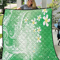 Polynesian Jellyfish Quilt With Plumeria Green LT05 Green - Polynesian Pride