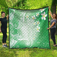 Polynesian Jellyfish Quilt With Plumeria Green LT05 - Polynesian Pride