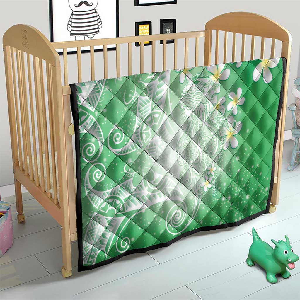 Polynesian Jellyfish Quilt With Plumeria Green LT05 - Polynesian Pride