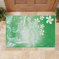 Polynesian Jellyfish Rubber Doormat With Plumeria Green LT05 Green - Polynesian Pride
