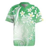 Polynesian Jellyfish Rugby Jersey With Plumeria Green LT05 Green - Polynesian Pride