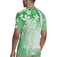Polynesian Jellyfish Rugby Jersey With Plumeria Green LT05 - Polynesian Pride