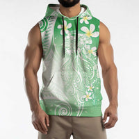 Polynesian Jellyfish Sleeveless Hoodie With Plumeria Green LT05 - Polynesian Pride