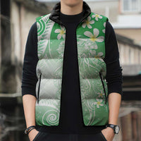 Polynesian Jellyfish Sleeveless Puffer Jacket With Plumeria Green LT05 - Polynesian Pride