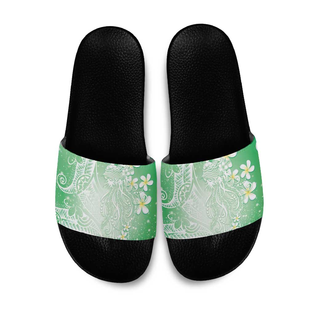 Polynesian Jellyfish Slide Sandals With Plumeria Green LT05 Green - Polynesian Pride