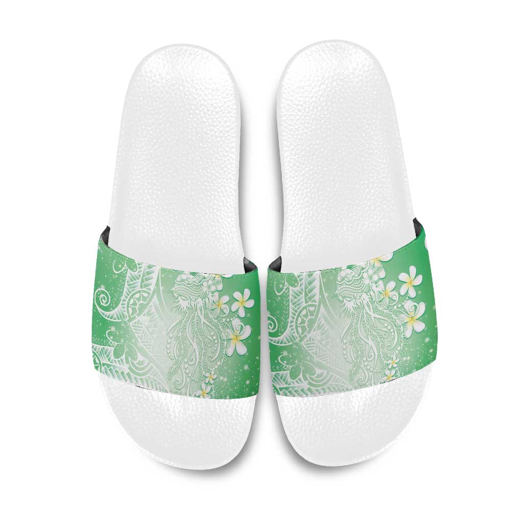 Polynesian Jellyfish Slide Sandals With Plumeria Green LT05 Green - Polynesian Pride