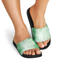 Polynesian Jellyfish Slide Sandals With Plumeria Green LT05 - Polynesian Pride
