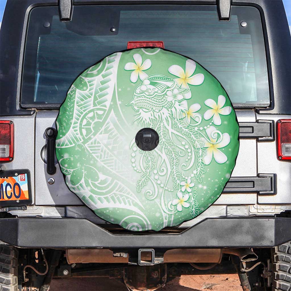 Polynesian Jellyfish Spare Tire Cover With Plumeria Green LT05 Green - Polynesian Pride