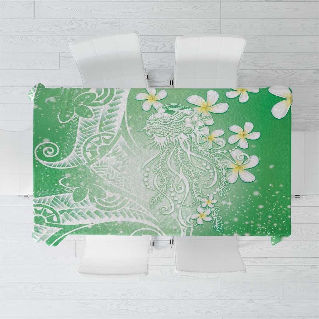 Polynesian Jellyfish Tablecloth With Plumeria Green LT05 Green - Polynesian Pride