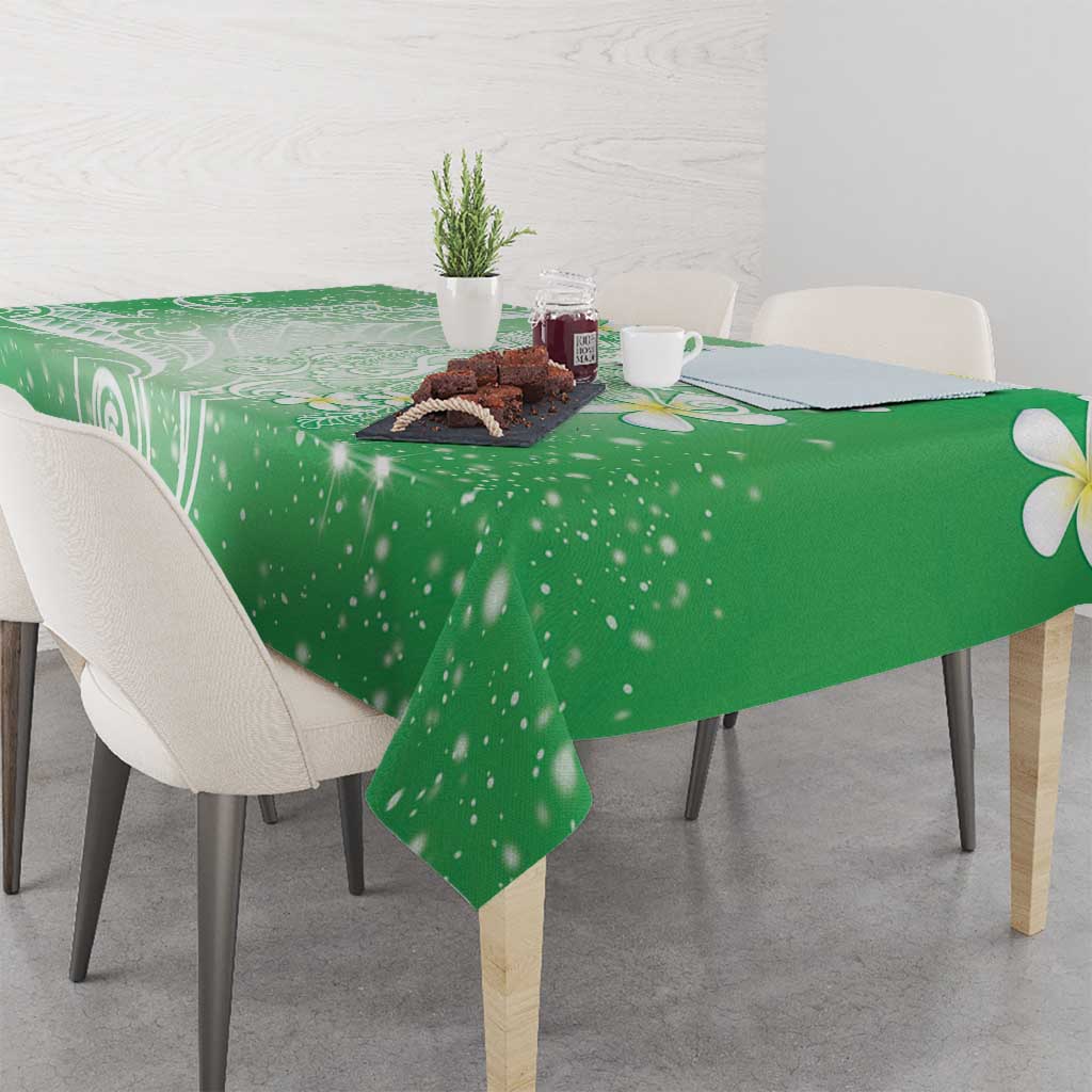 Polynesian Jellyfish Tablecloth With Plumeria Green LT05 - Polynesian Pride