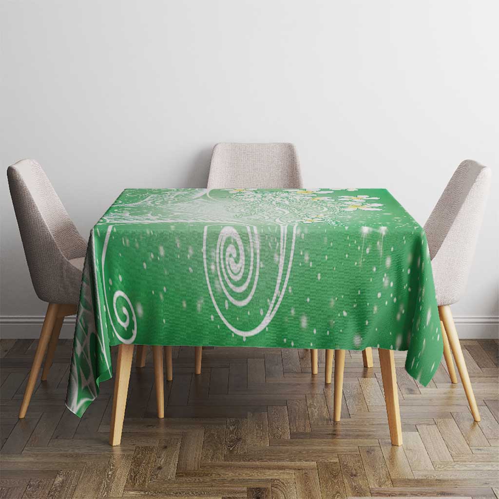 Polynesian Jellyfish Tablecloth With Plumeria Green LT05 - Polynesian Pride