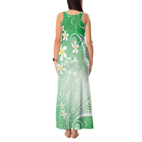 Polynesian Jellyfish Tank Maxi Dress With Plumeria Green LT05 - Polynesian Pride