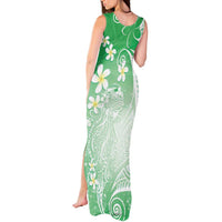 Polynesian Jellyfish Tank Maxi Dress With Plumeria Green LT05 - Polynesian Pride
