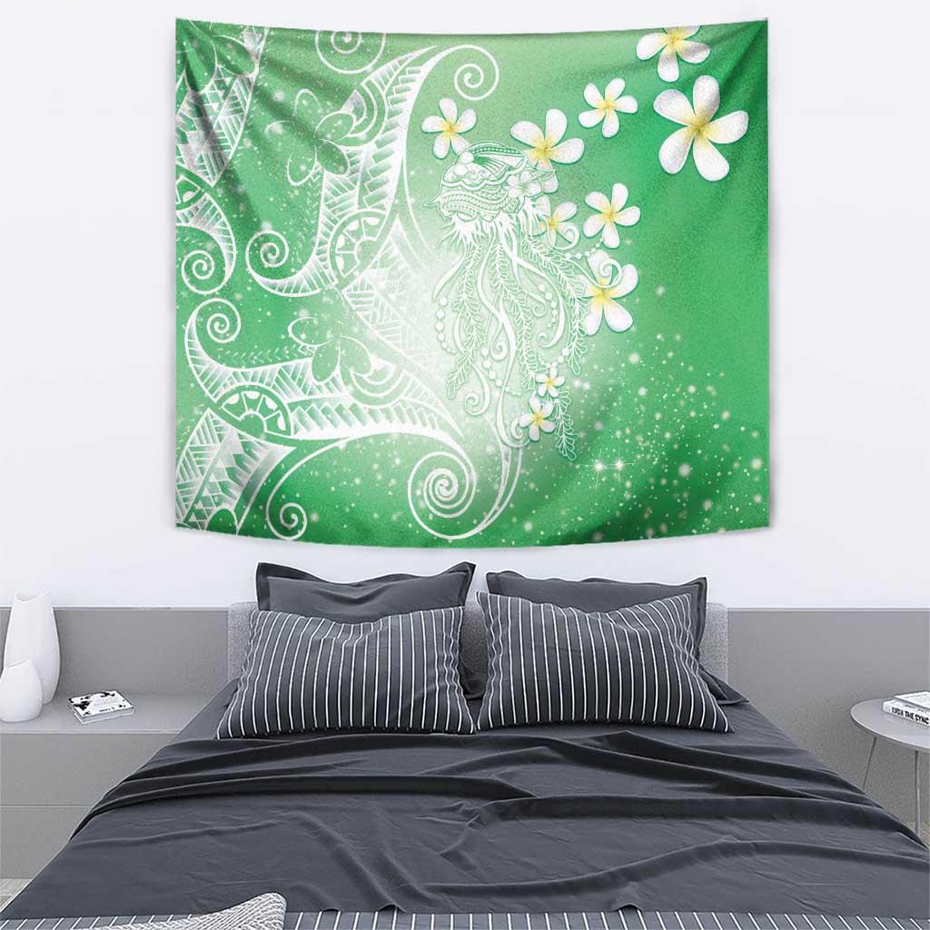 Polynesian Jellyfish Tapestry With Plumeria Green LT05 - Polynesian Pride