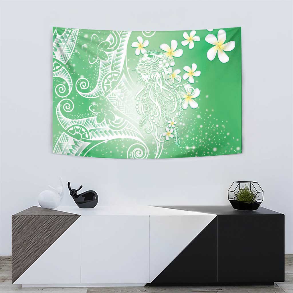 Polynesian Jellyfish Tapestry With Plumeria Green LT05 - Polynesian Pride