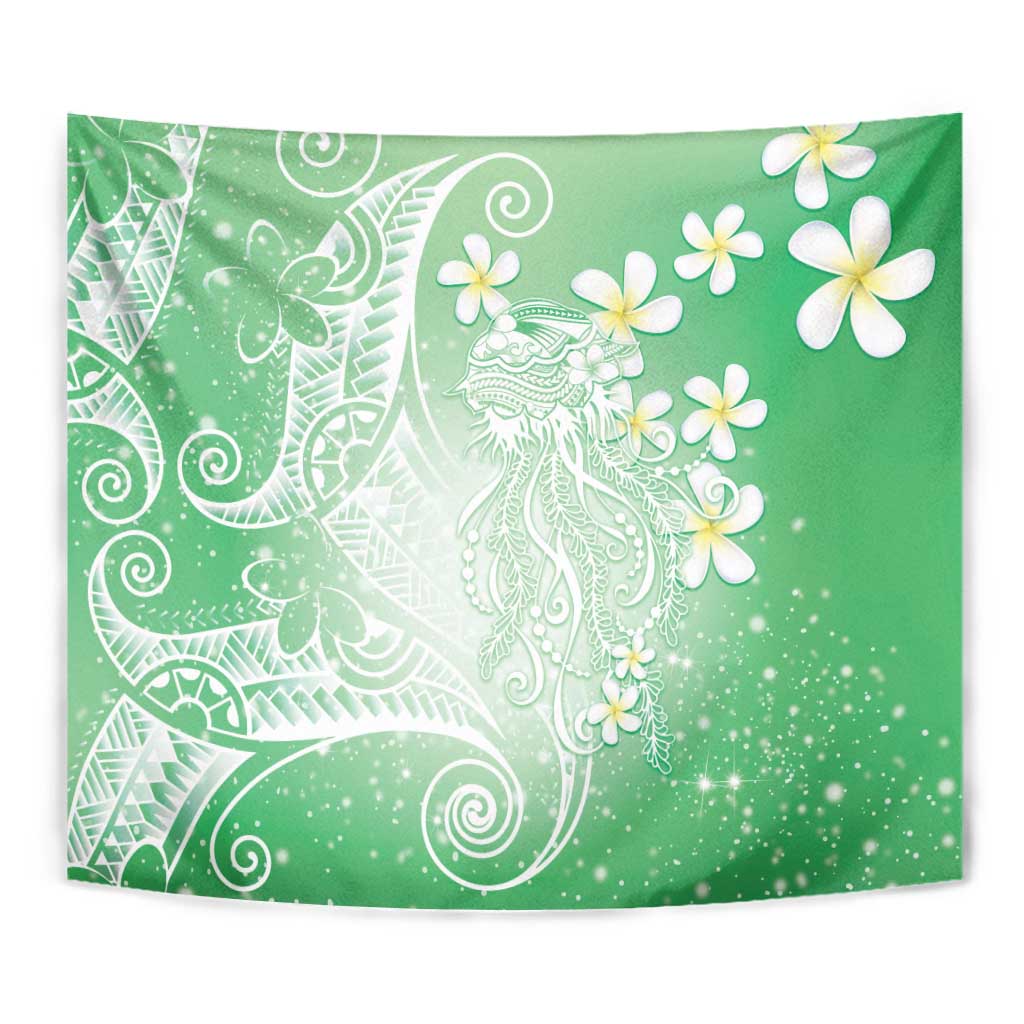 Polynesian Jellyfish Tapestry With Plumeria Green LT05 - Polynesian Pride