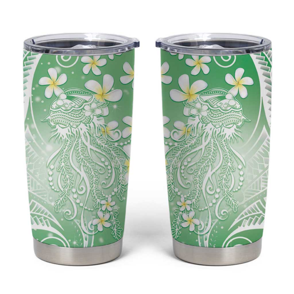 Polynesian Jellyfish Tumbler Cup With Plumeria Green LT05 Green - Polynesian Pride