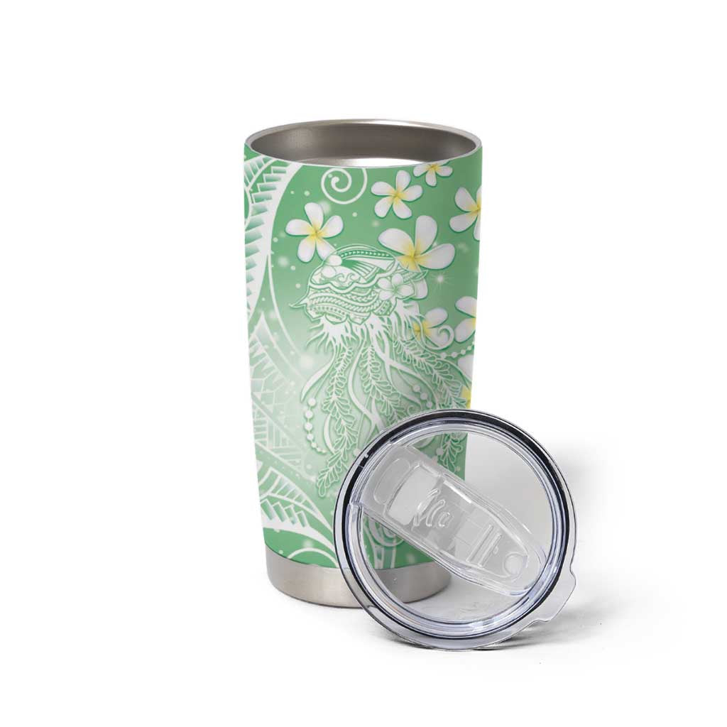Polynesian Jellyfish Tumbler Cup With Plumeria Green LT05 - Polynesian Pride