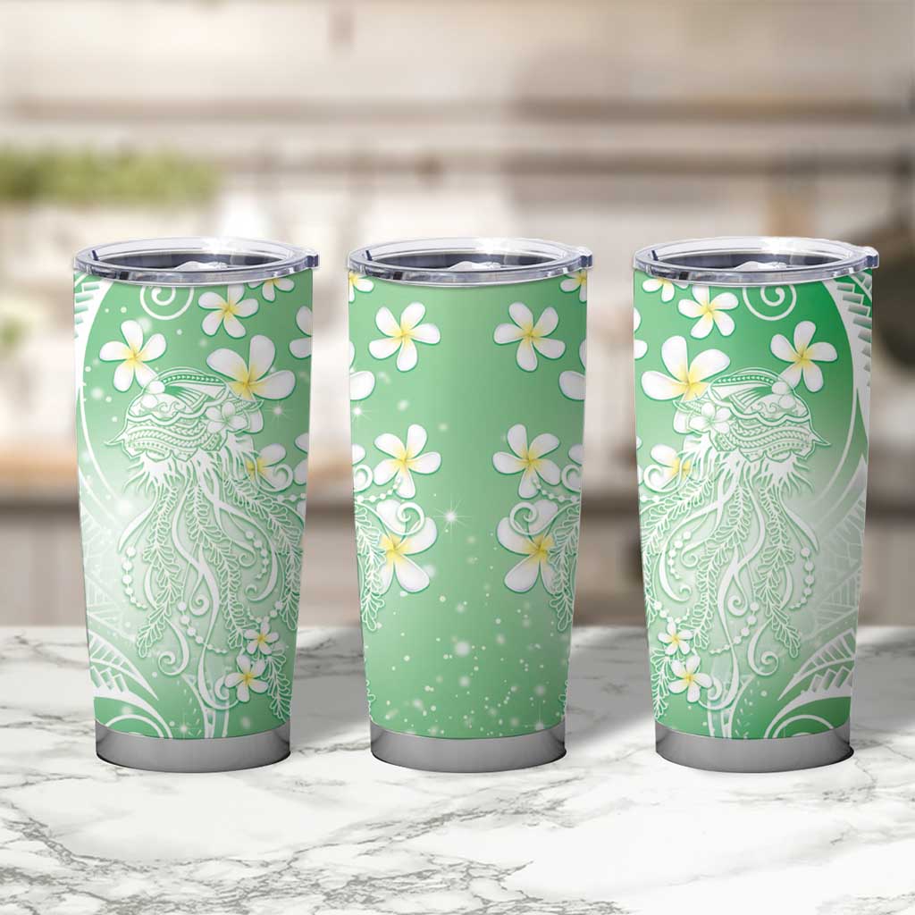 Polynesian Jellyfish Tumbler Cup With Plumeria Green LT05 - Polynesian Pride