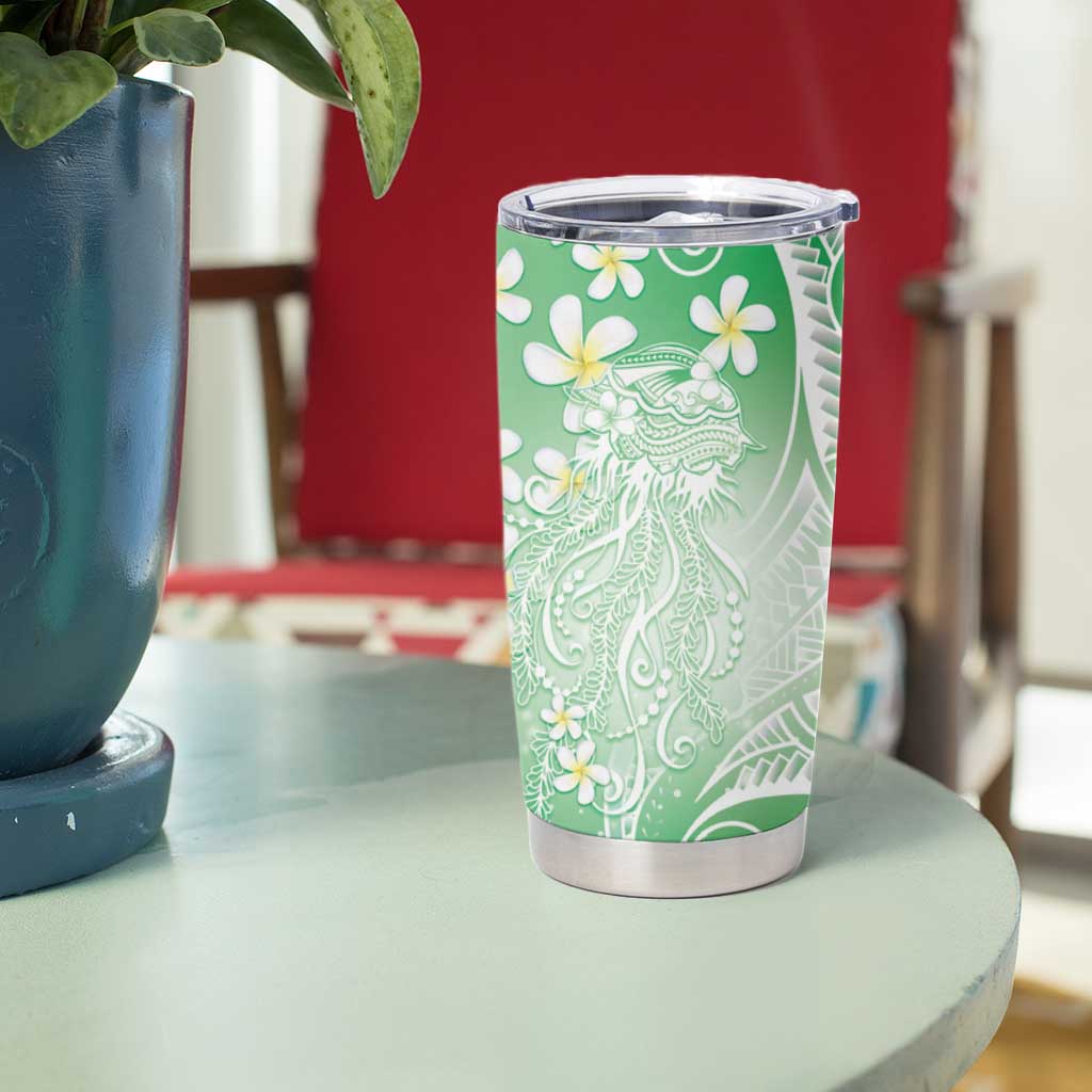 Polynesian Jellyfish Tumbler Cup With Plumeria Green LT05 - Polynesian Pride