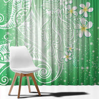 Polynesian Jellyfish Window Curtain With Plumeria Green LT05 - Polynesian Pride