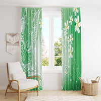Polynesian Jellyfish Window Curtain With Plumeria Green LT05 - Polynesian Pride