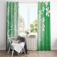 Polynesian Jellyfish Window Curtain With Plumeria Green LT05 - Polynesian Pride