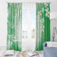 Polynesian Jellyfish Window Curtain With Plumeria Green LT05 - Polynesian Pride
