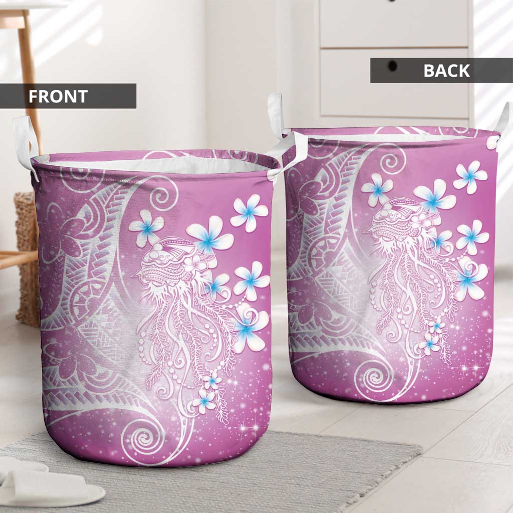 Polynesian Jellyfish Laundry Basket With Plumeria Pink LT05 - Polynesian Pride