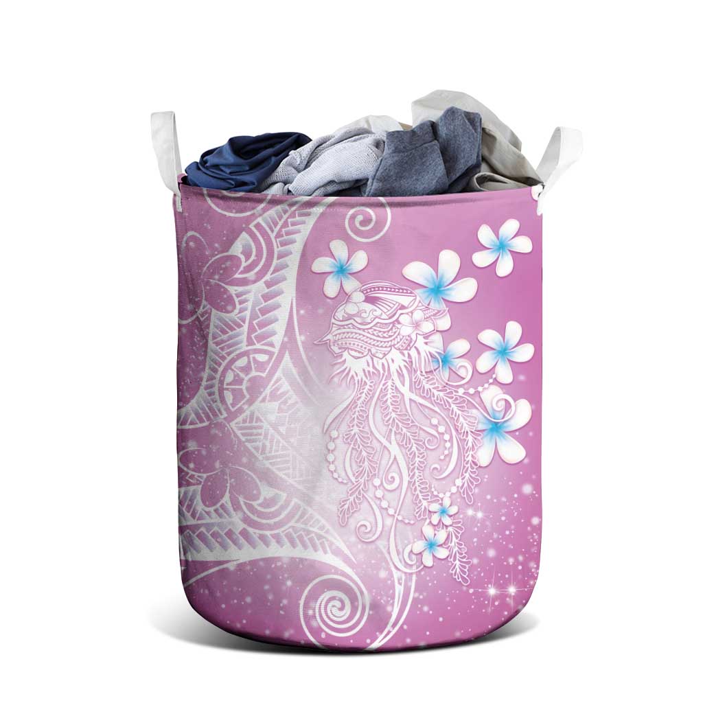 Polynesian Jellyfish Laundry Basket With Plumeria Pink LT05 - Polynesian Pride