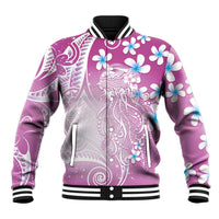 Polynesian Jellyfish Baseball Jacket With Plumeria Pink LT05 Unisex Pink - Polynesian Pride