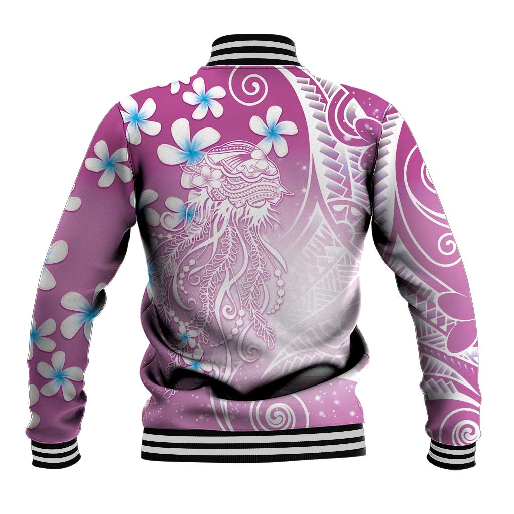 Polynesian Jellyfish Baseball Jacket With Plumeria Pink LT05 - Polynesian Pride