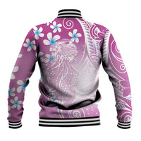 Polynesian Jellyfish Baseball Jacket With Plumeria Pink LT05 - Polynesian Pride