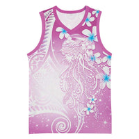 Polynesian Jellyfish Basketball Jersey With Plumeria Pink LT05 Unisex Pink - Polynesian Pride