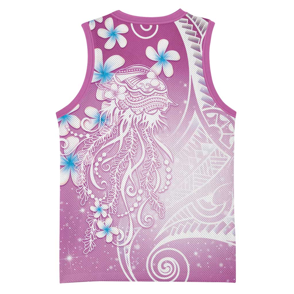 Polynesian Jellyfish Basketball Jersey With Plumeria Pink LT05 - Polynesian Pride