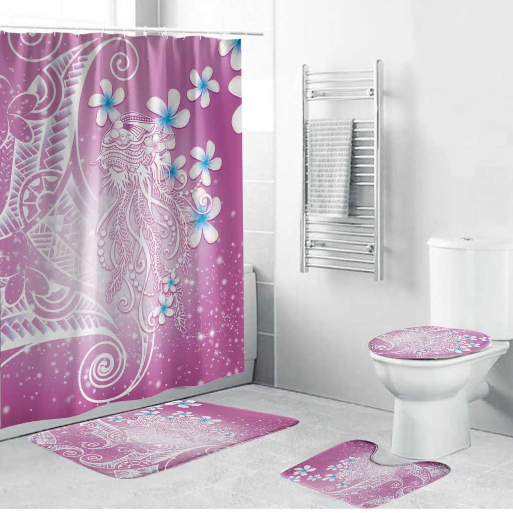 Polynesian Jellyfish Bathroom Set With Plumeria Pink LT05 Bathroom Set (4 pcs) Pink - Polynesian Pride