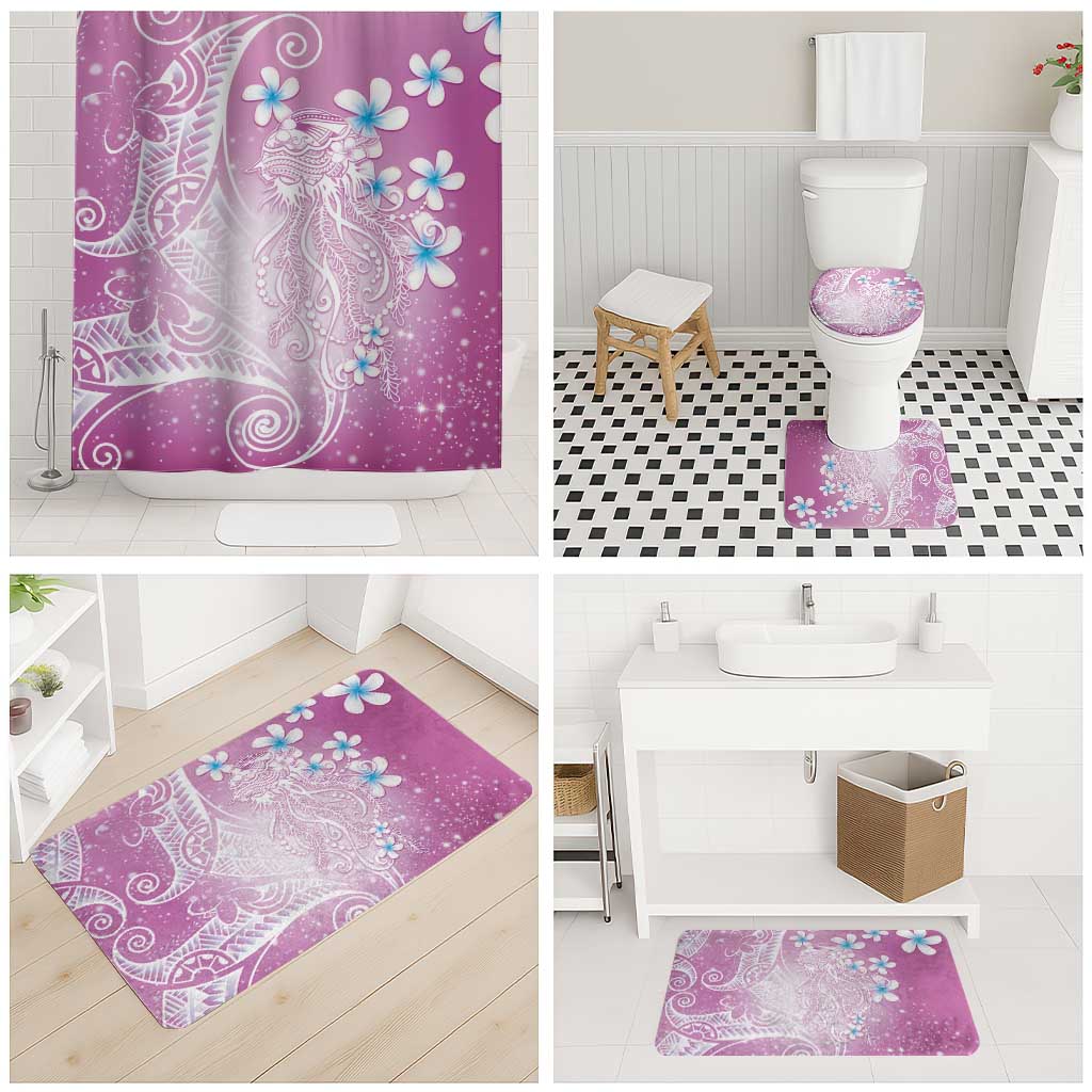 Polynesian Jellyfish Bathroom Set With Plumeria Pink LT05 - Polynesian Pride