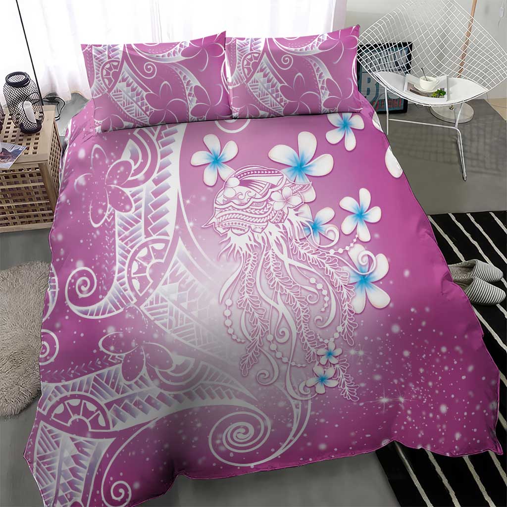 Polynesian Jellyfish Bedding Set With Plumeria Pink LT05 - Polynesian Pride