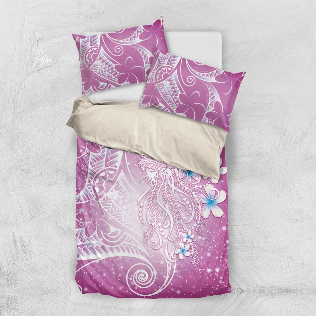 Polynesian Jellyfish Bedding Set With Plumeria Pink LT05 US Twin 172cm x 218cm Pink - Polynesian Pride