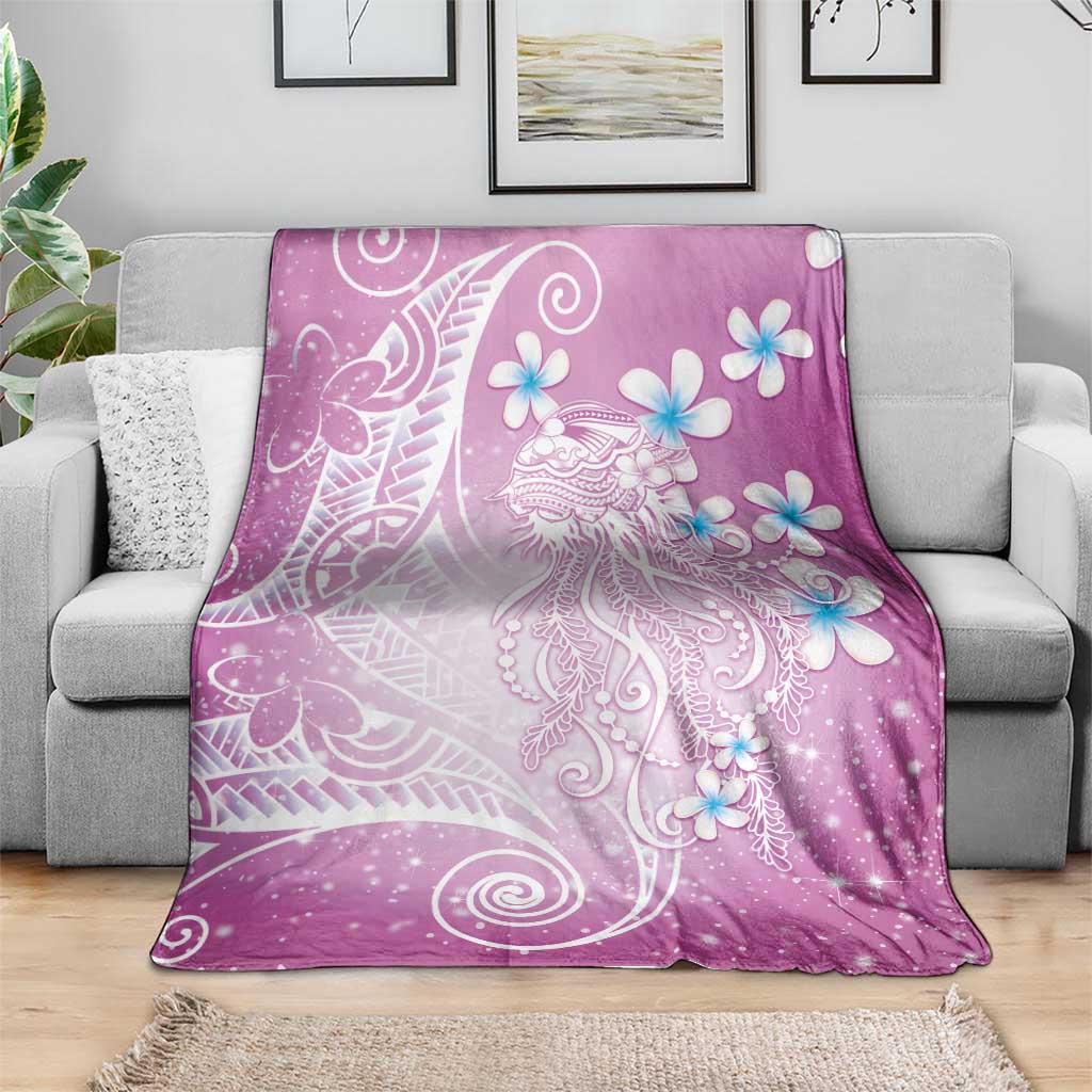 Polynesian Jellyfish Blanket With Plumeria Pink LT05 - Polynesian Pride