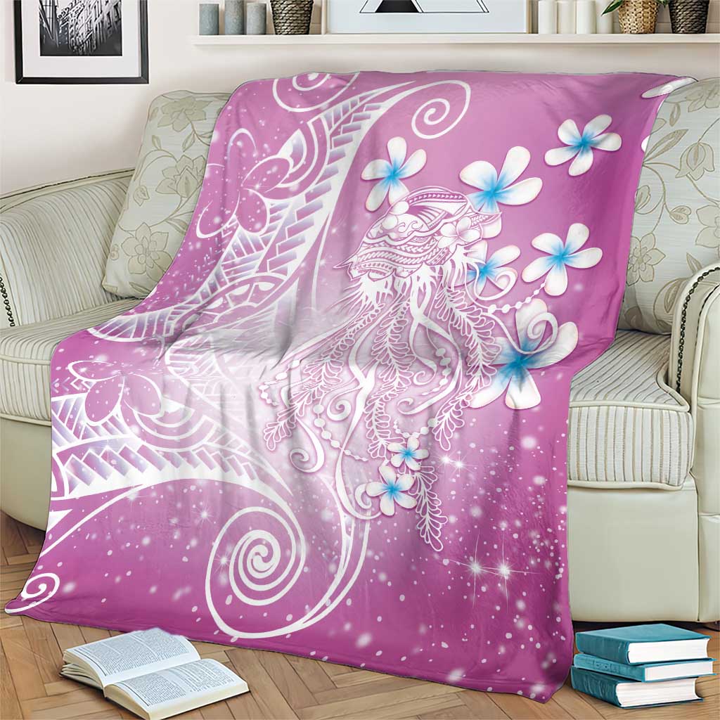 Polynesian Jellyfish Blanket With Plumeria Pink LT05 - Polynesian Pride