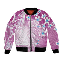 Polynesian Jellyfish Bomber Jacket With Plumeria Pink LT05 Unisex Pink - Polynesian Pride
