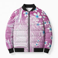 Polynesian Jellyfish Bomber Puffer Jacket With Plumeria Pink LT05 Unisex Pink - Polynesian Pride