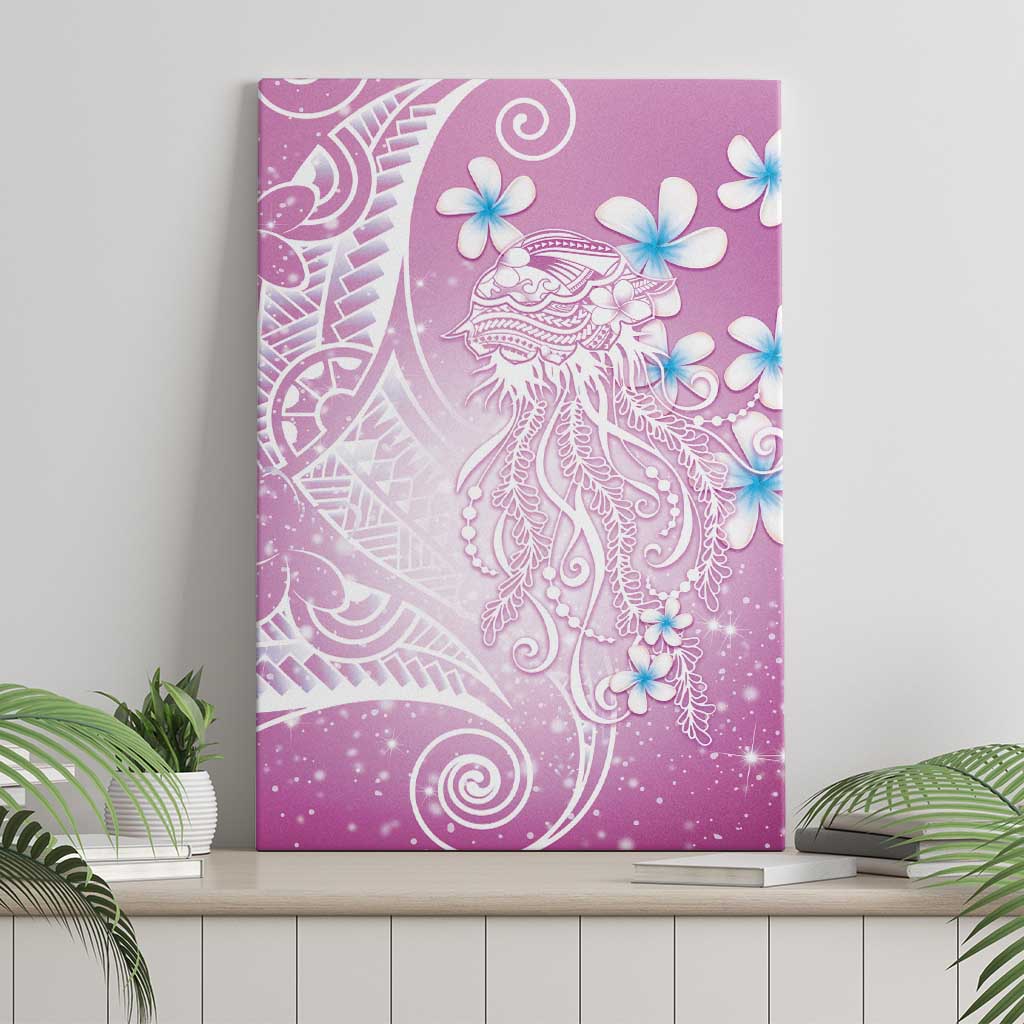 Polynesian Jellyfish Canvas Wall Art With Plumeria Pink LT05 - Polynesian Pride