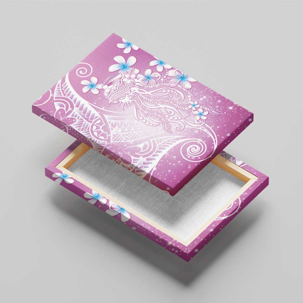 Polynesian Jellyfish Canvas Wall Art With Plumeria Pink LT05 - Polynesian Pride