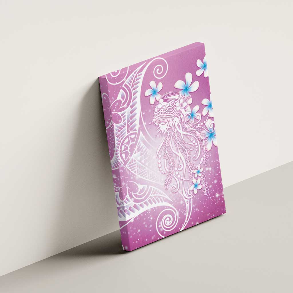 Polynesian Jellyfish Canvas Wall Art With Plumeria Pink LT05 - Polynesian Pride