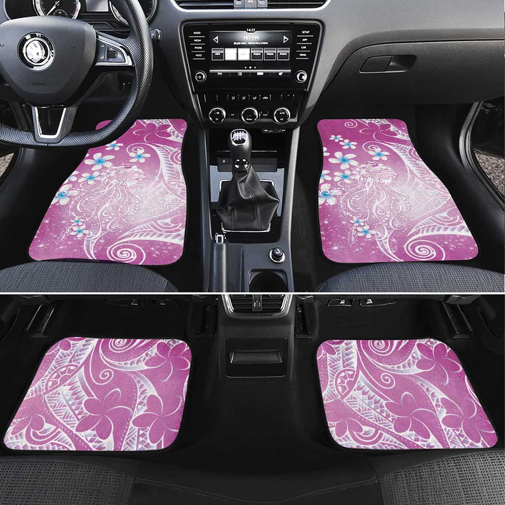 Polynesian Jellyfish Car Mats With Plumeria Pink LT05 Set 4pcs Pink - Polynesian Pride