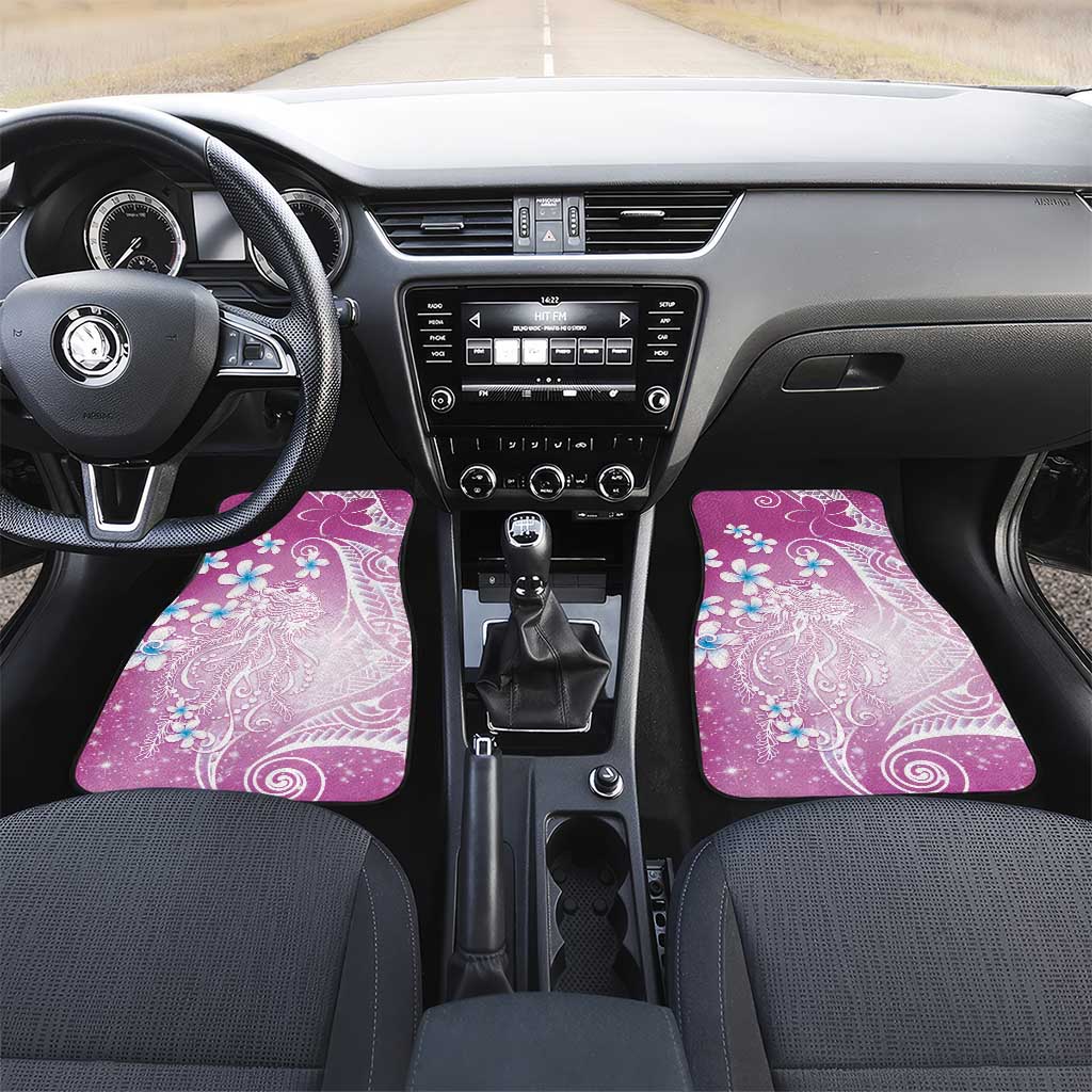 Polynesian Jellyfish Car Mats With Plumeria Pink LT05 Set 2pcs - Front Pink - Polynesian Pride