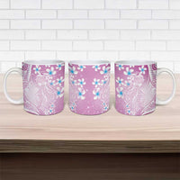 Polynesian Jellyfish Ceramic Mug With Plumeria Pink