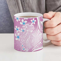 Polynesian Jellyfish Ceramic Mug With Plumeria Pink